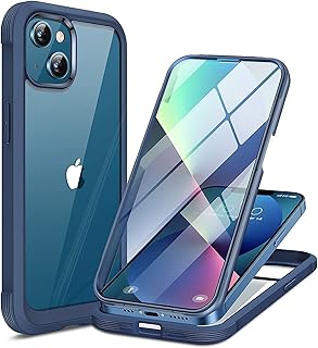 Miracase Full-Body Protection Compatible with iPhone 13 Case (2021), [Built-in 9H Tempered Glass Screen Protector] Upgraded Shockproof Case (Blue)