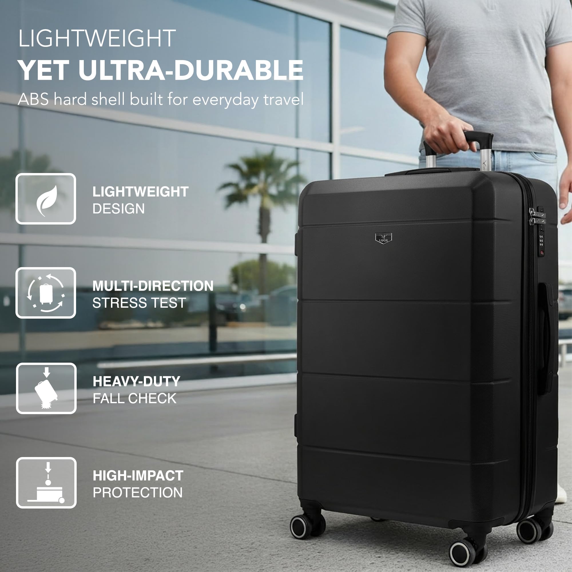 LUGG - Jetset 40cm Suitcase - 40x30x20cm- Ryanair Compatible - Underseat Size - Hard Shell ABS - Spinner & Removable Wheels - Lightweight Travel Luggage- Cream/Brown — view 277