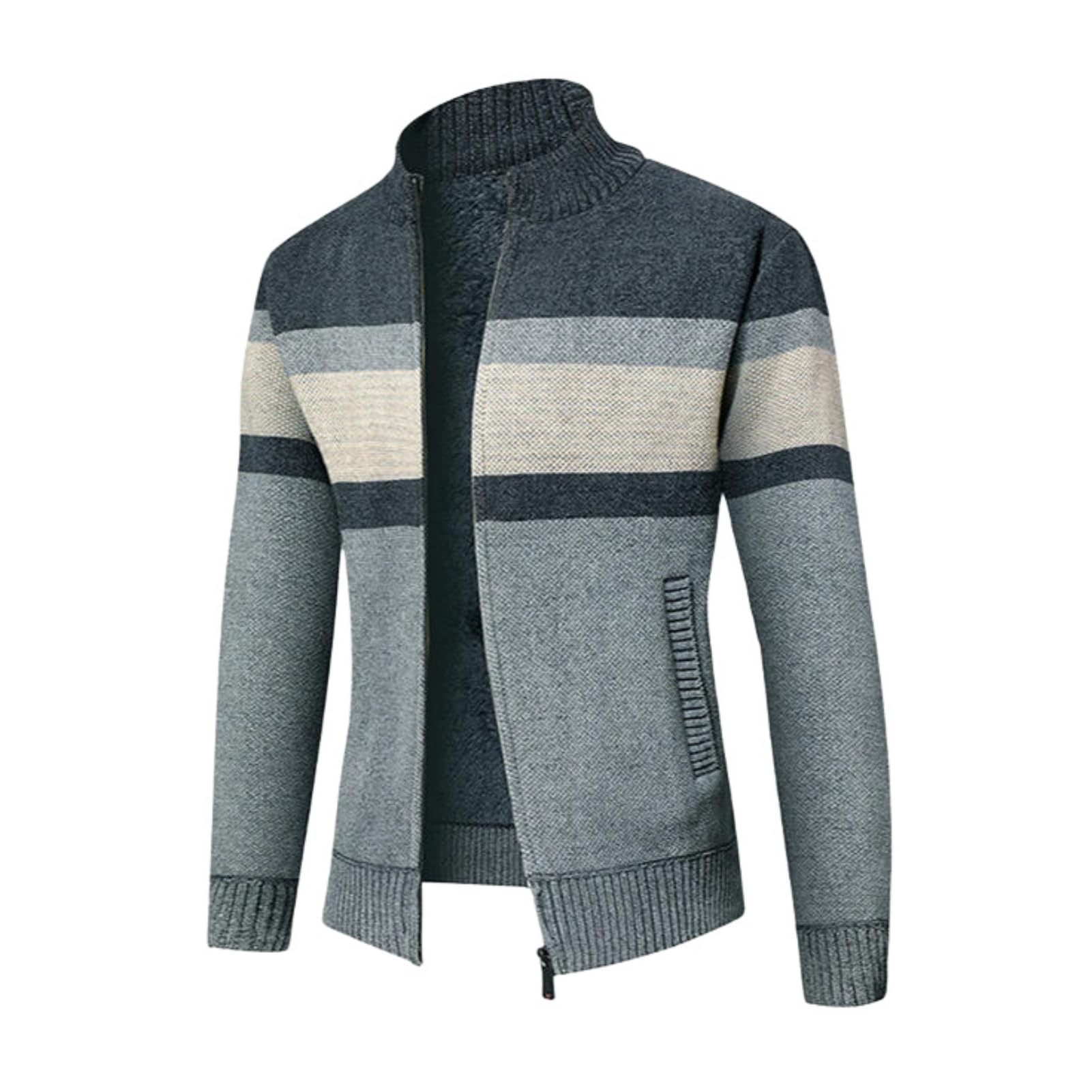 Pull d'hiver en tricot doublé polaire chaud et confortable