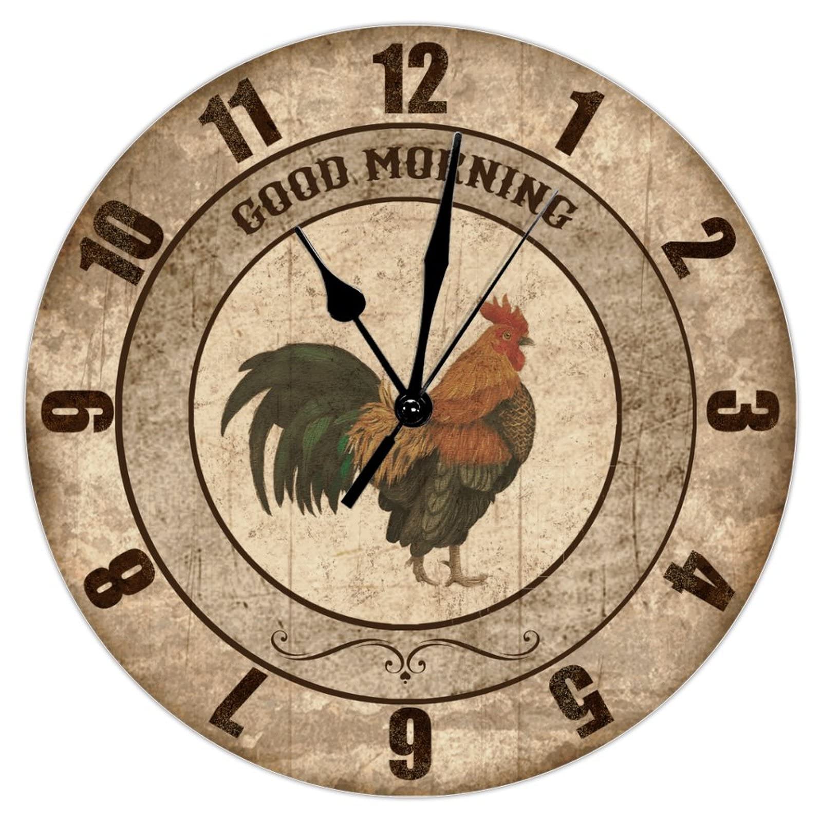 Horloge murale coq rustique pour décorer une cuisine de maison de campagne