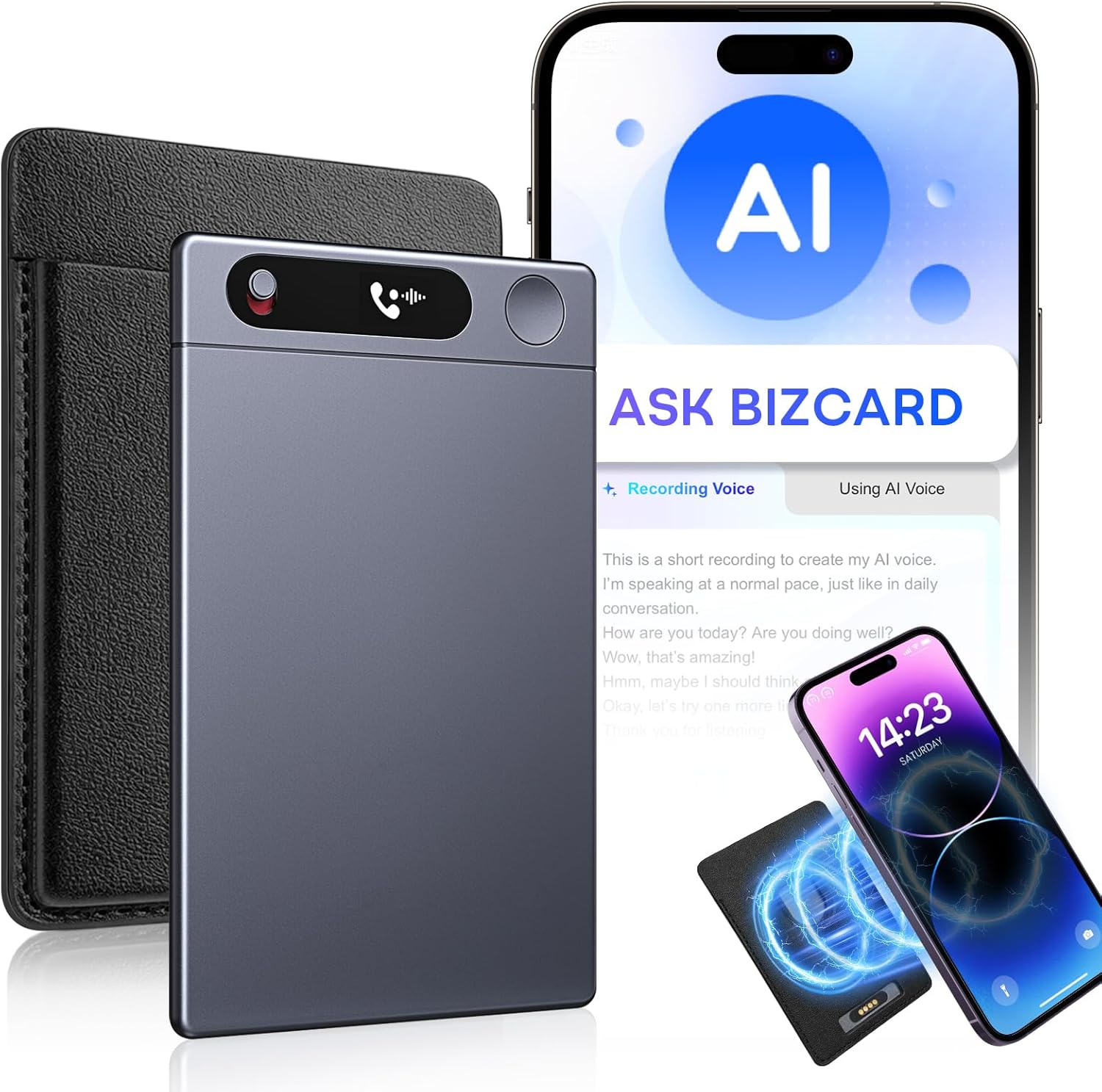 64GB AI Voice Recorder with App Control, Transcribe & Summarize Audio Recorder for Meetings & Calls, AI Note Taker with Noise Cancellation, Supports 27 Languages