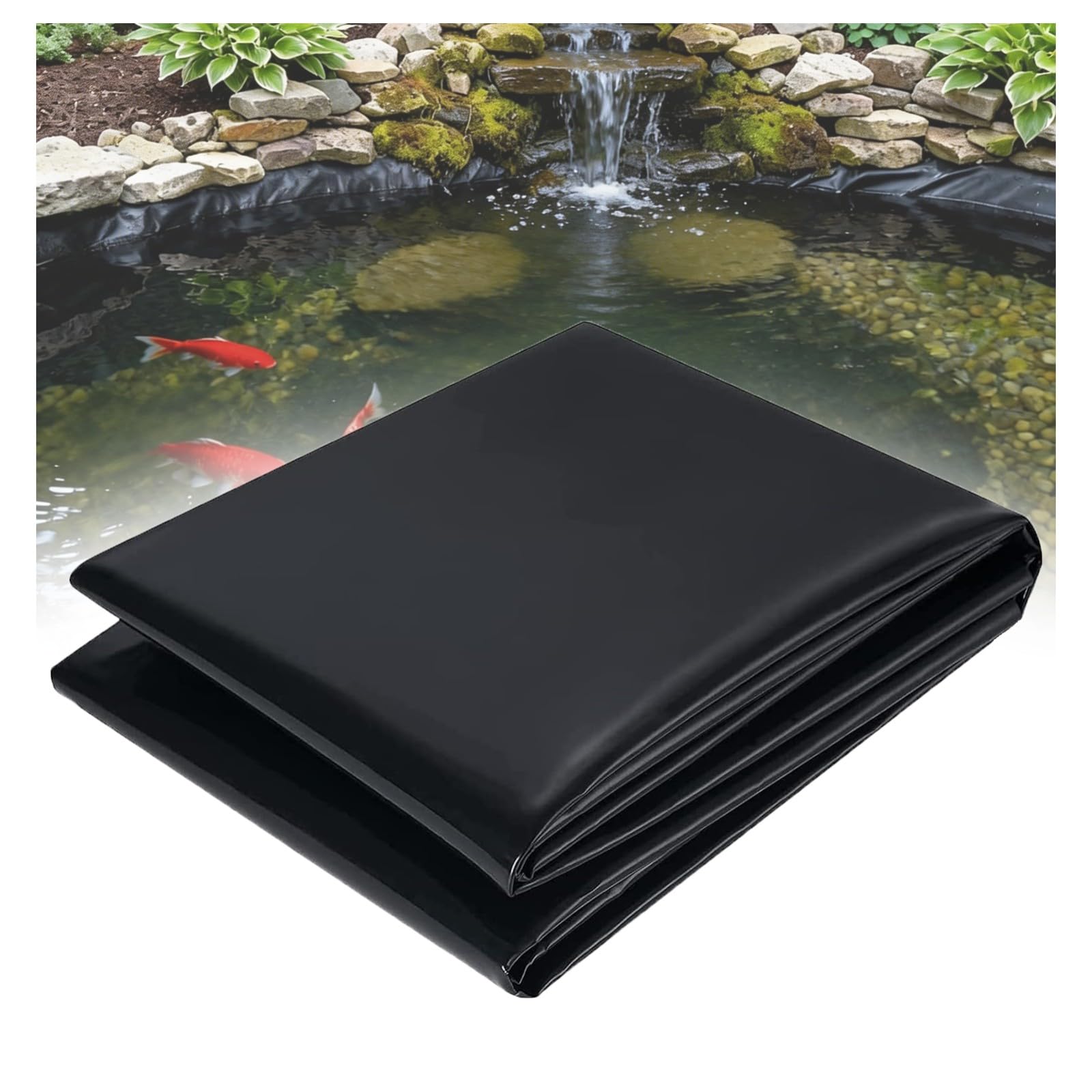 Generico Telo Laghetto 4.5x5.5m/14.76x18.04ft,Membrana in HDPE per Laghetti, Antiperdite, Flessibile, Durevole, per Laghetti Koi, Giochi d'Acqua, Fontane, Facile da Tagliare
