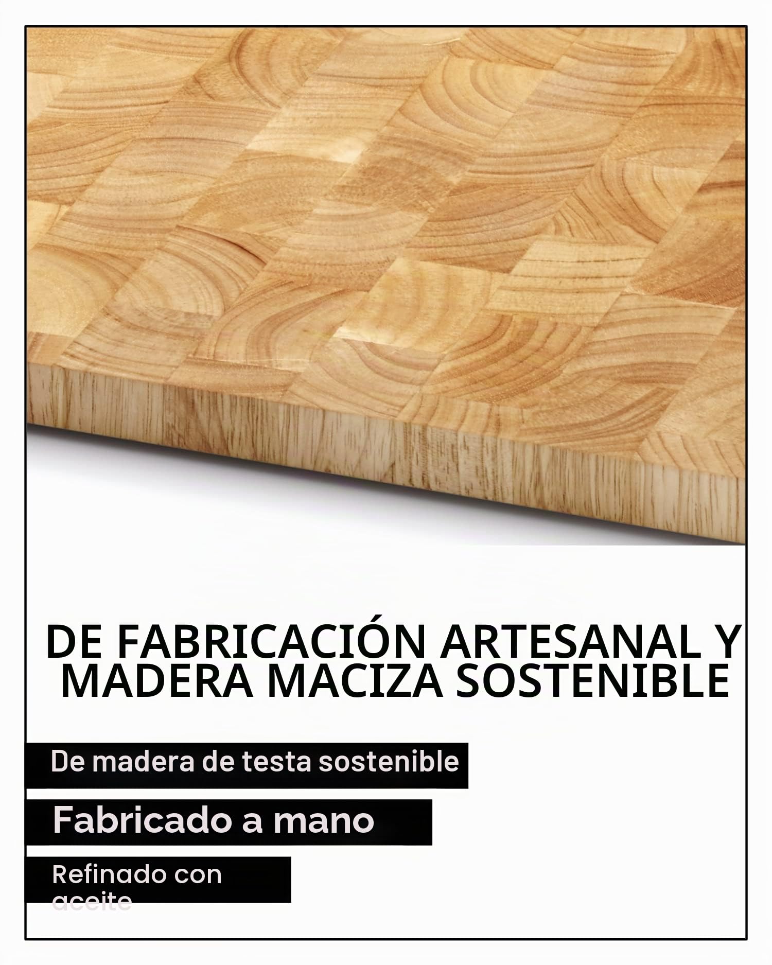 Continenta multifunción de Tabla para Cortar de Madera, con 3 cajones de Acero Inoxidable, 50 x 32,5 x 8 cm