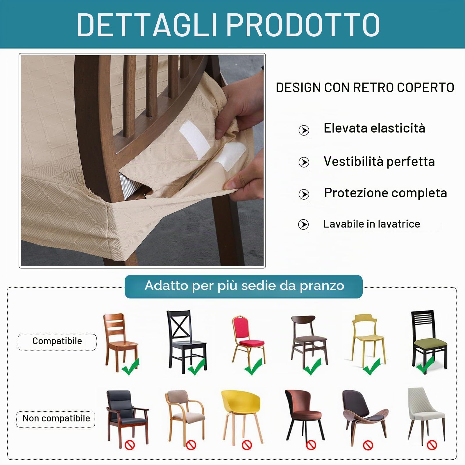 Coprisedia Impermeabile Senza Schienale-Cammello-6 Pezzo