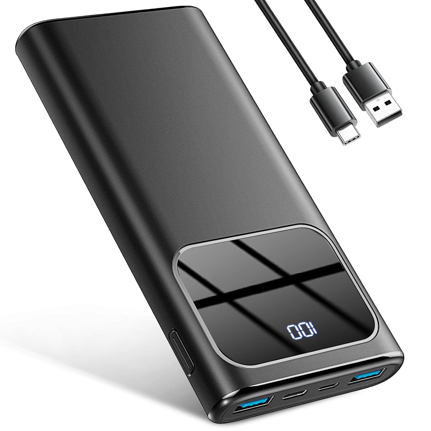 Portable Charger 10000mAh Power Bank with PD15w Fast Charging 4 Outputs 3 Inputs with Built in TypeC USBA