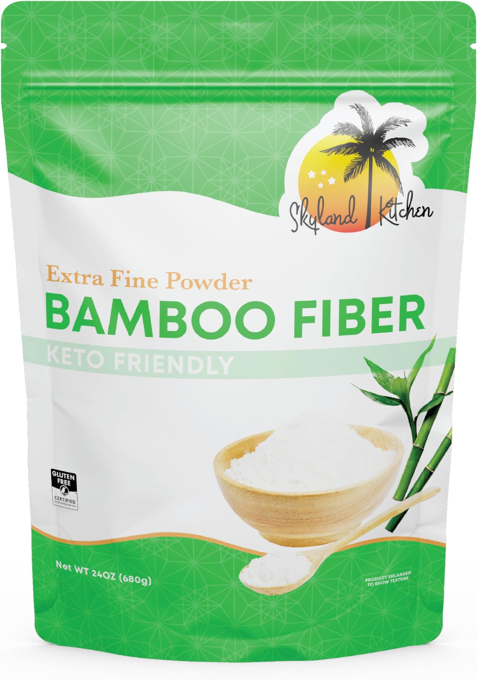 Skyland KitchenBamboo Fiber (1.5lb) Keto Fiber for Keto and Low Carb Baking, 0g Net Carbs, Improves Texture of in Baking, Extra Fine, Keto-Friendly, Gluten-Free, Non-GMO, Flour Rich in Silica and