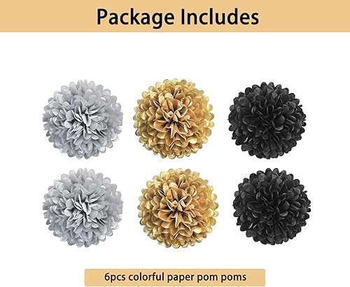 Miniatura 3 de Cartel de feliz cumpleaños negro dorado y 12 banderas de papel doradas con guirnaldas de papel de 13 pies en forma de estrella, suministros de