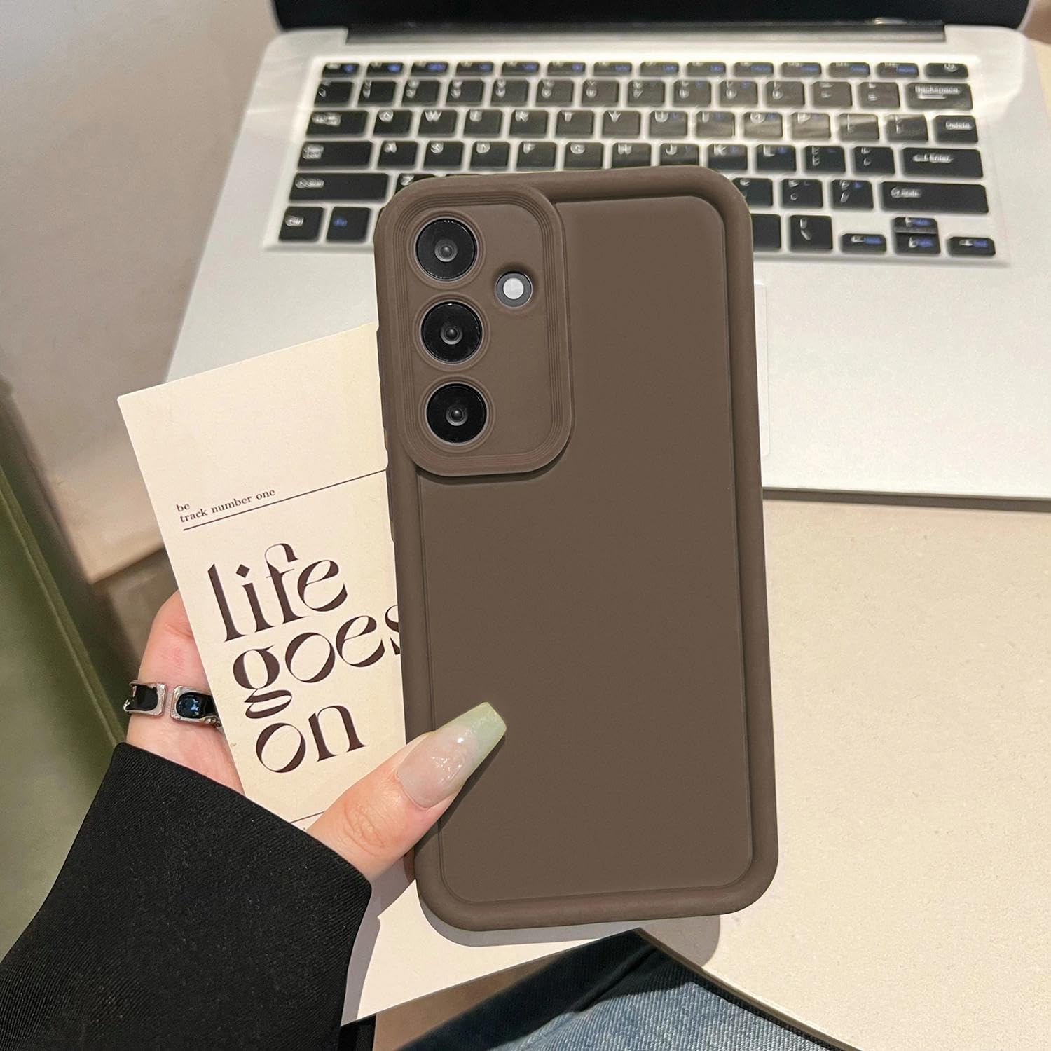Puxicu Slim Case for Samsung Galaxy S25 FE, Enhanced Camera Protection, Shockproof Skin-Friendly Touch Soft Case Cover for Samsung Galaxy S25 FE Phone, Coffee image 3