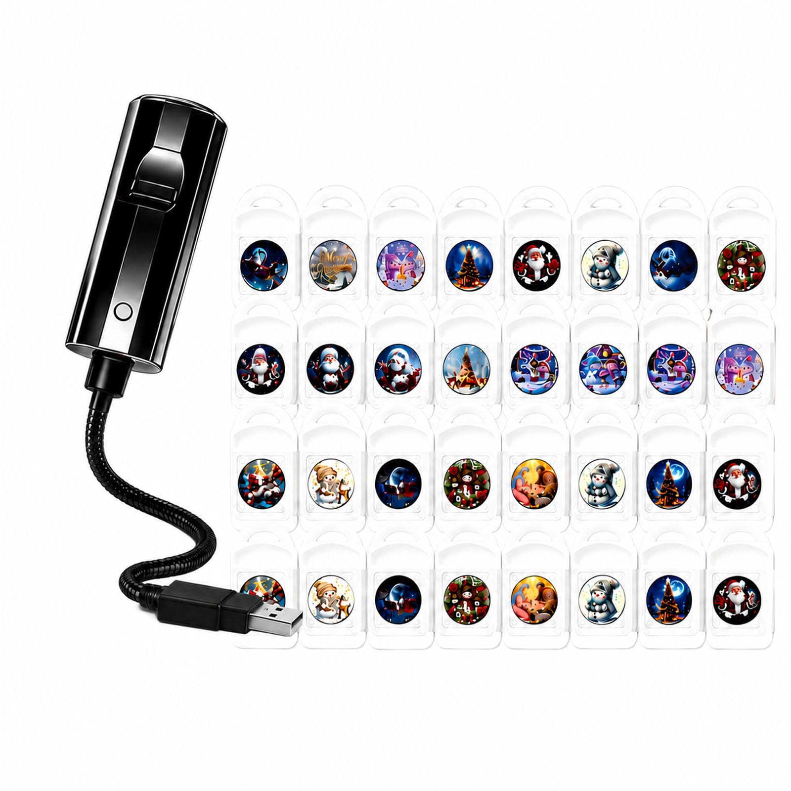 2027 Plug and Play Hd Christmas Scene Projector with 24 Festive Scenes, 5D Holographic Night Light Projector, 24 Festive Scenes, 360° Adjustable, USB Ceiling Lamp (24PCS-Christmas)