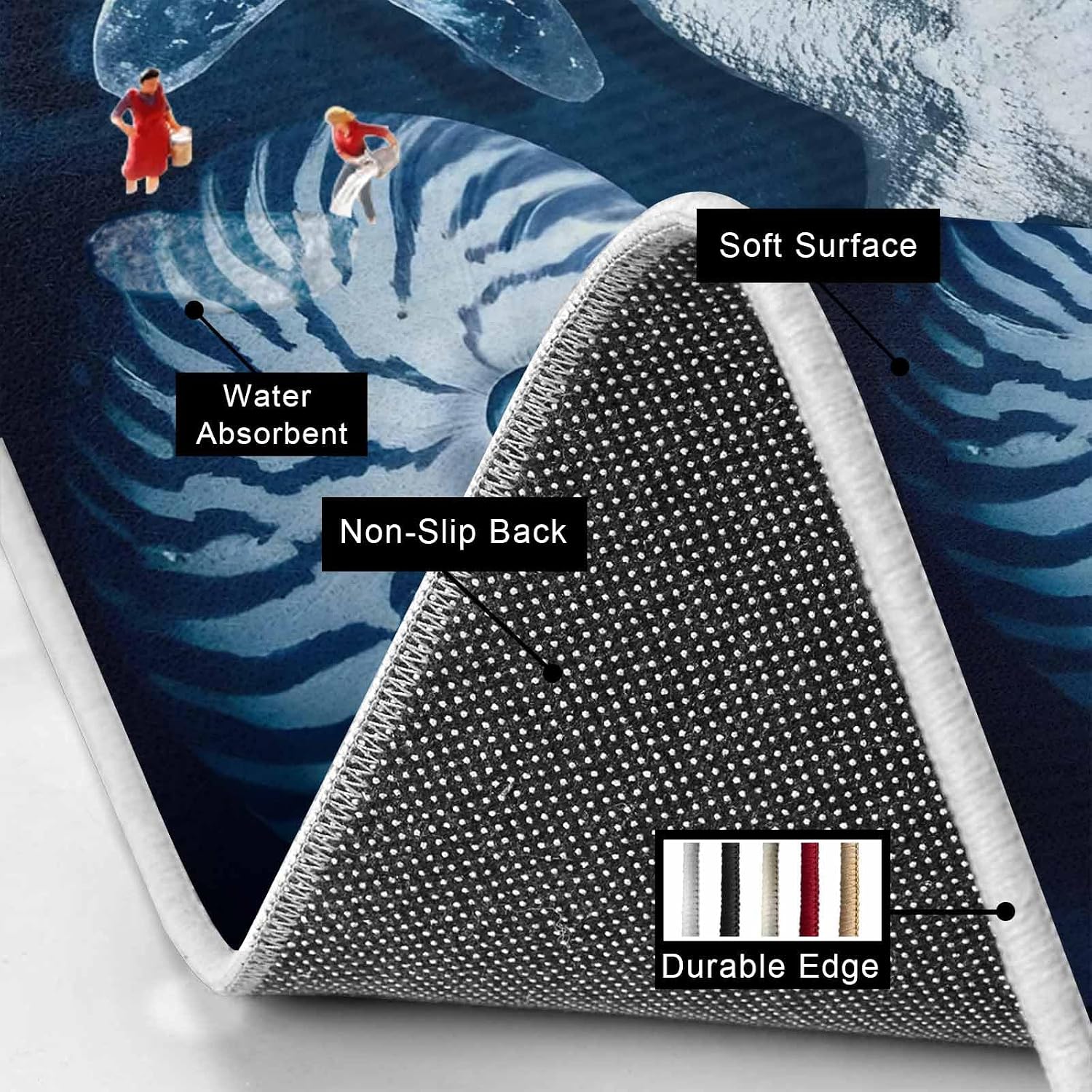 Summer Starfish Conch Kitchen Mat Set 2 Pieces Modern Coastal Ocean Marine Life Dark Blue Non Slip Kitchen Rugs Washable Runner Rug Mats for Floor Sink Laundry Office 19.7" x 31.5"+19.7" x 47.2"