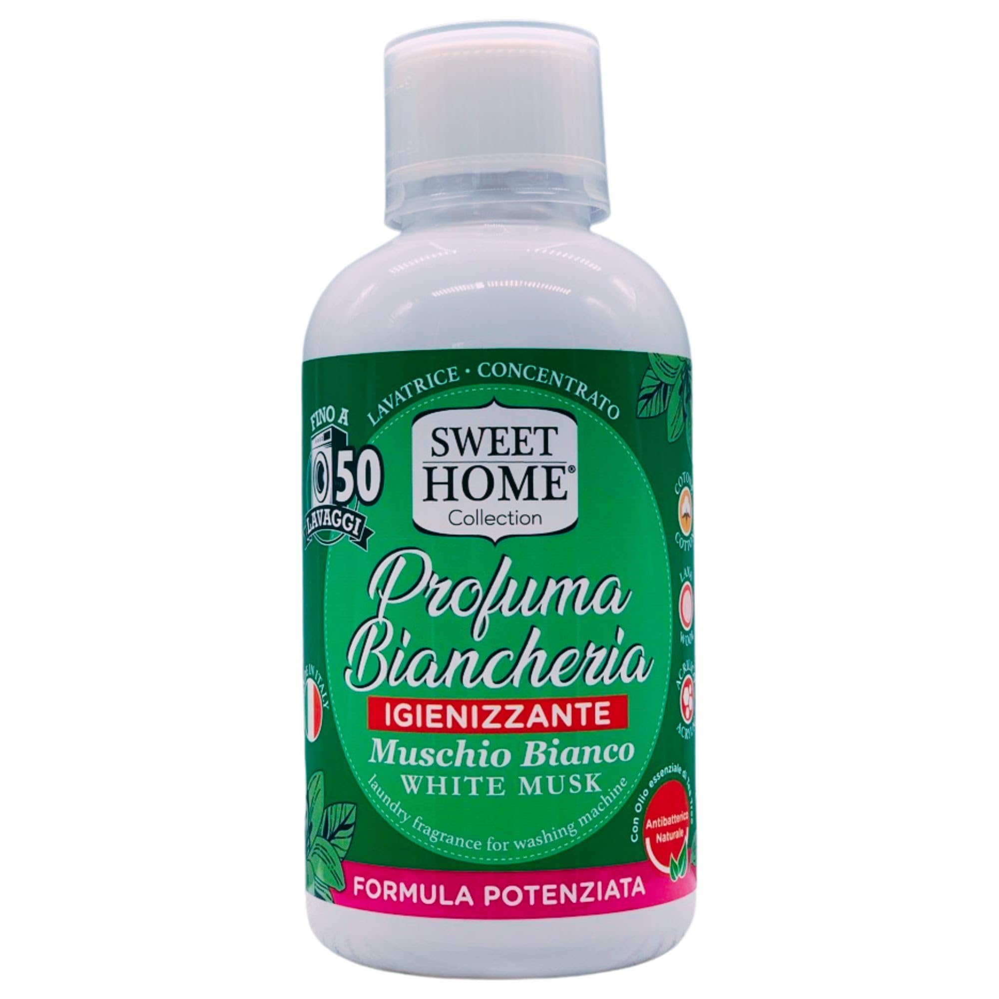 Sweet Home, Profuma Biancheria Formula Potenziata Igienizzante, Antibatterico Naturale. Disponibile In Due Profumazioni 250ml (4 Flaconi, Muschio Bianco)