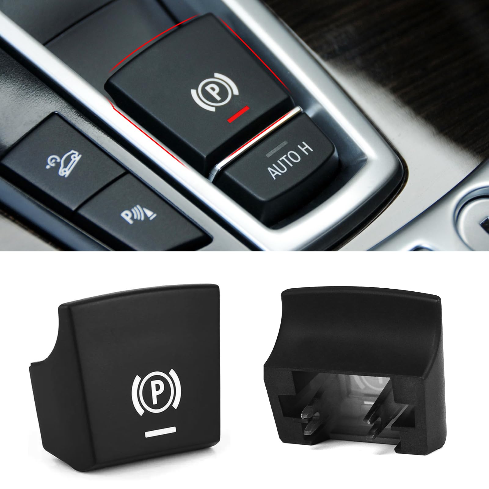 TTCR-II 1PC Compatibile con BMW F10 Interruttore Freno a Mano F02 F07 F10 F12 F15 F16 F25 F26 Interruttore Parcheggio 2012-2019 Pulsante Freno serie 5/6/7 serie/X3/X4/X5/X6 Pulsante Parking(Corto)