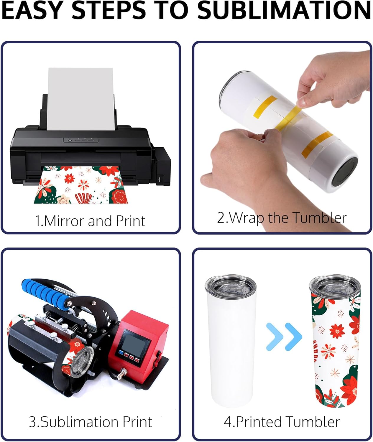 OFFNOVA 30 OZ Sublimation Tumblers Blanks 4 Pack Skinny White Tapered Stainless Steel Tumbler with Lids and Straws for Tumbler Press Machine - Image 5