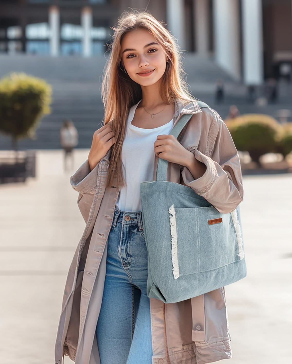 BAGSMART Women's Multi-Compartment Tote Bag with Elastic Cord for Travel Fitness Outdoor Activities - Image 2