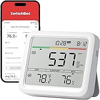 SwitchBot Meter Pro CO2 Detector: Precise Indoor Air Quality Monitor with Temp/Humidity, App Alerts & 12-Month Battery