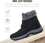 Snow Bottes pour femmes, Chaussures d'hiver imperméables à l'extérieur, Doublure artificielle confortable et Bottes plates anti-dérapantes à boucle magique pour femmes.