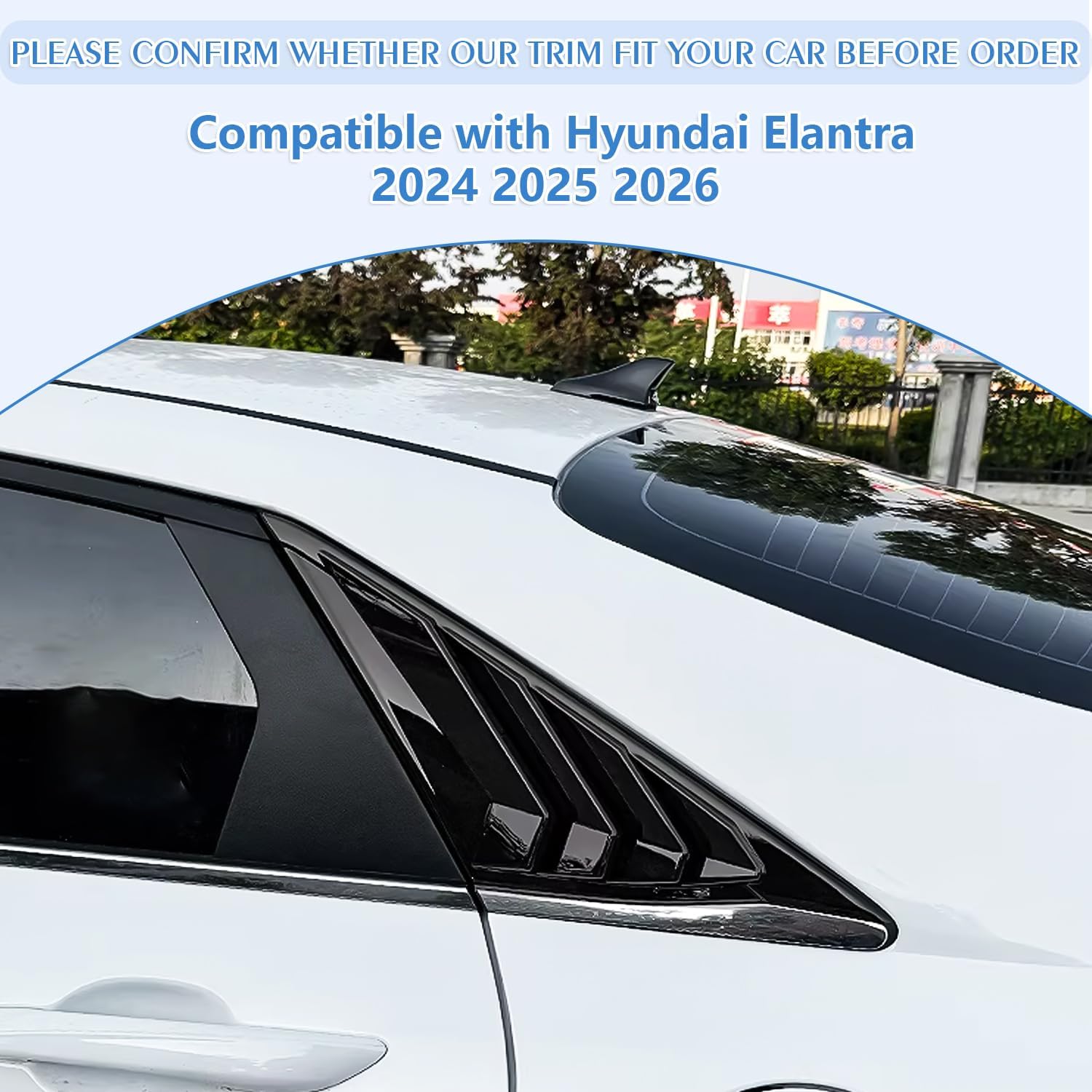 Compatible with Hyundai Elantra 2024 2025 2026 Window Louvers Front Side Racing Style ABS Window Louvers Air Vent Scoop Shades Cover Blinds Car Exterior Accessories - Bright Black Style 2PCS