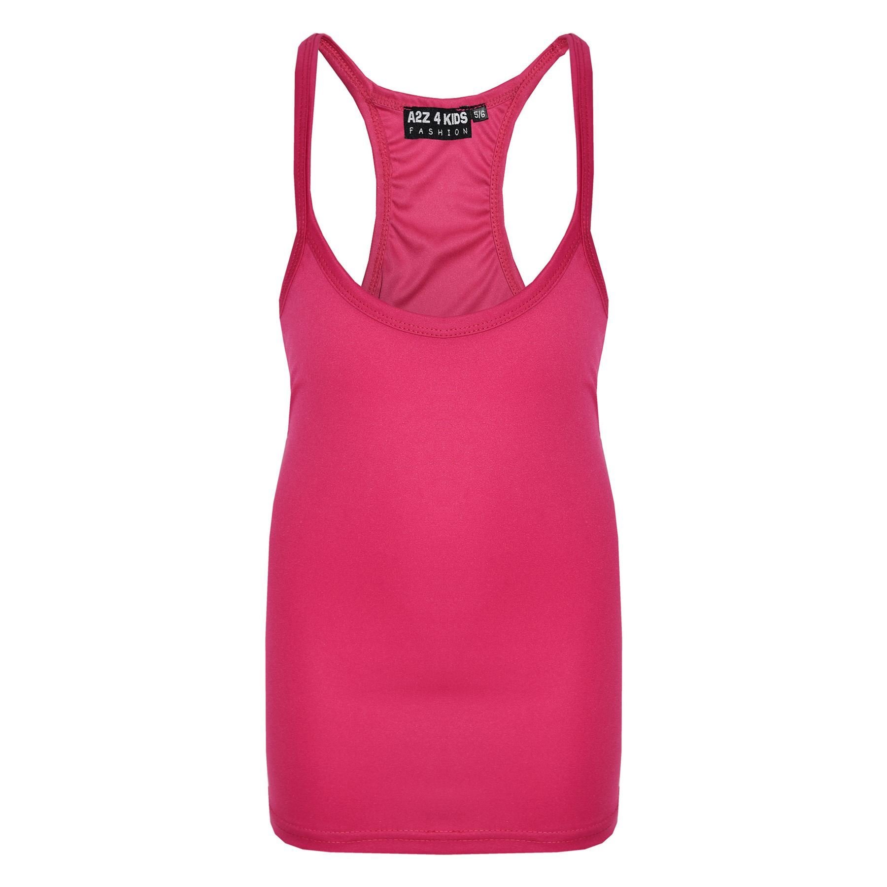 Kids Girls Childrens Vest Top - Racer Vest Pink 9-10