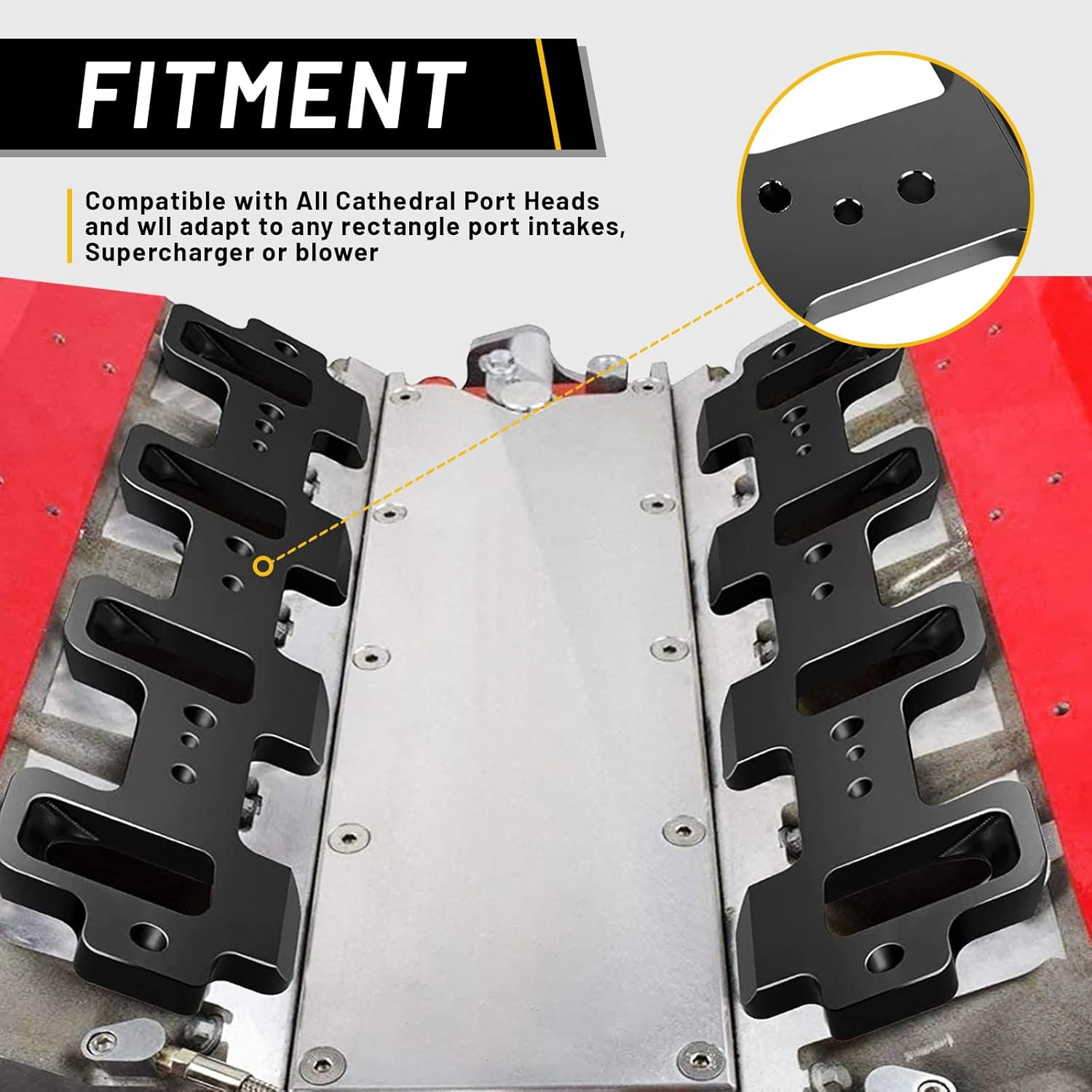 LS1 Rectangle Billet Intake Manifold Adapter Plates fit for Cathedral Port Cylinder Head to LS3 LSA ZL1 CTS-V(Black)