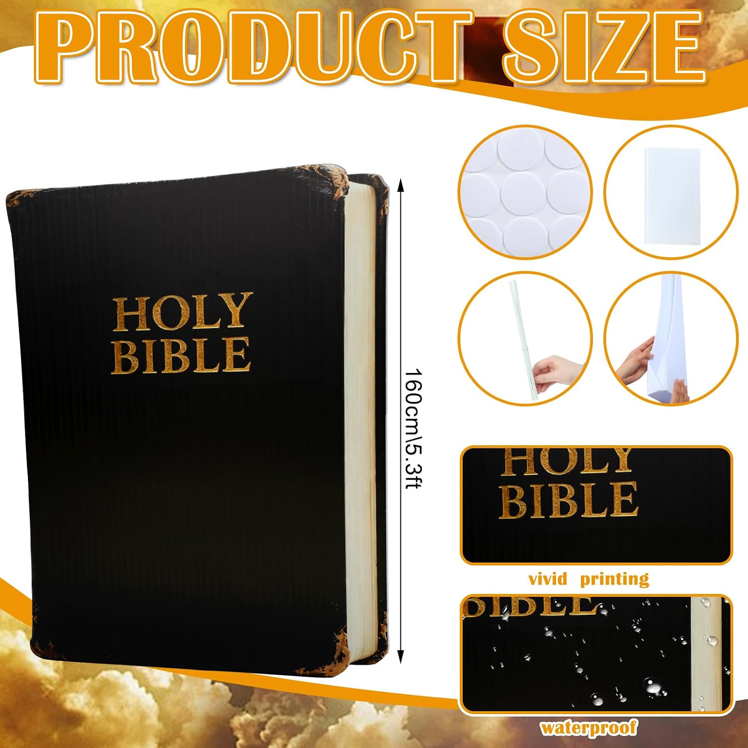 Colingmill 5.3 ft The Holy Bible Cardboard Stand-up Life Size Christian Party Decoration Religious Backdrop Photo Props Stand up Cardboard for Jesus Vbs Easter Church Sunday School Decor