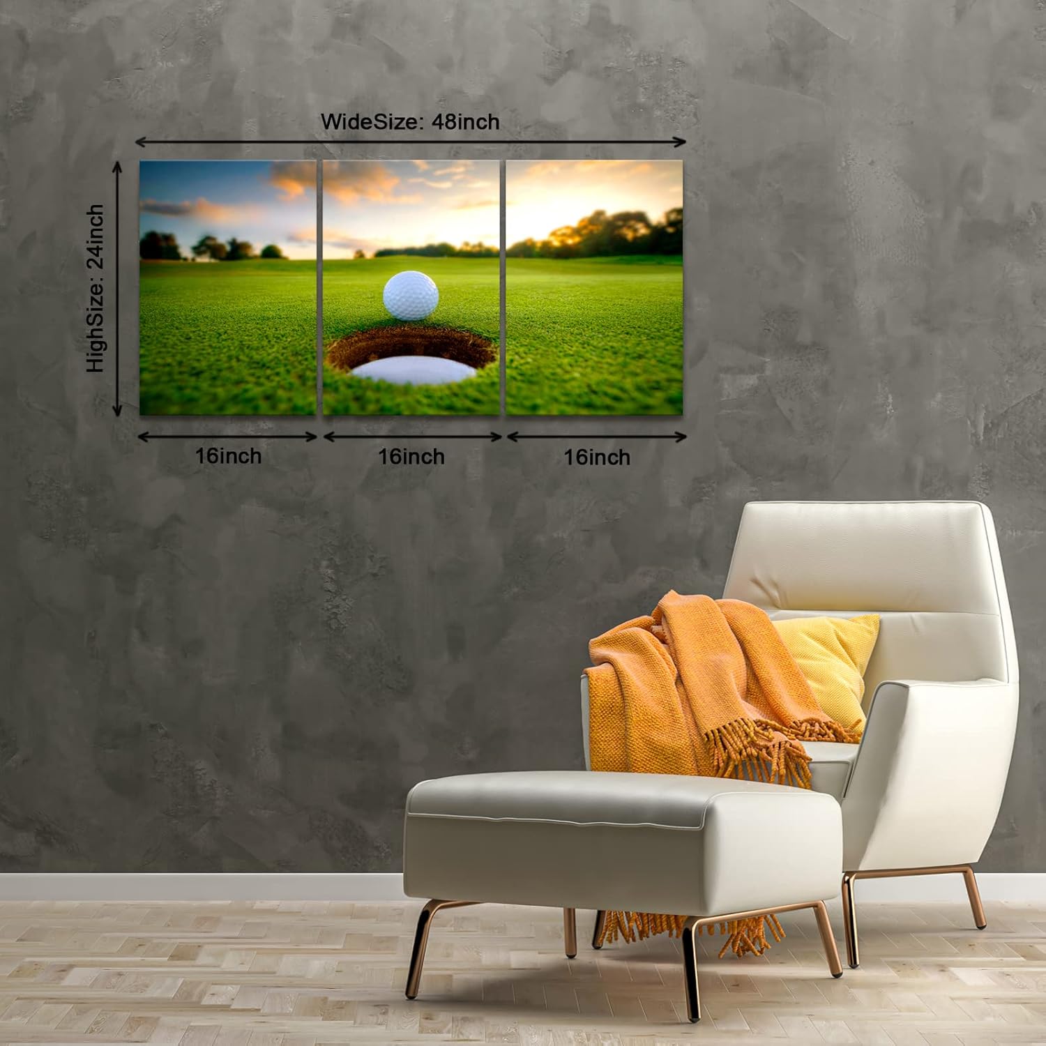 Golf Wall Art Decor for Living Room Golf Ball on A Golf Course Painting Canvas Poster Prints Framed Decor for Office Ready to Hang
