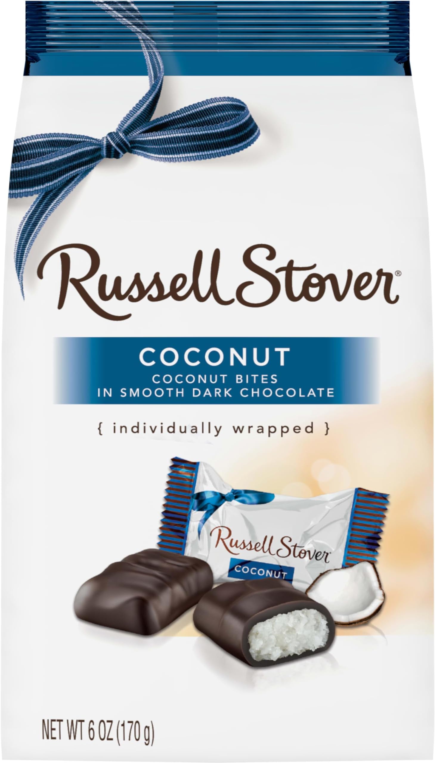 RUSSELL STOVER Dark Chocolate Coconut Candy Gift Bag, 6 oz.
