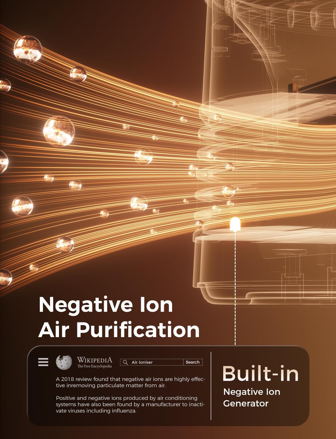 MAGIC JOHN 2 in 1 Heater Fan Combo, Space Heater 800W, Desk Heaters for Indoor Use, 2 Wind Speeds Negative Ion Air Purification, Portable Cooling Desk Fan, Quiet Heater for Office,...