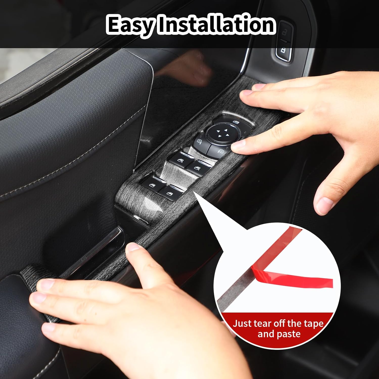 Window Lift Panel Cover 7Pcs Fit for 2021-2024 Ford F150 (Black Wood)