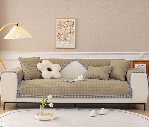 Miniatura 9 de vctops Farmhouse Buffalo - Funda de sofá de algodón a cuadros acolchada suave antideslizante protector de muebles para mascotas niños perros gatos