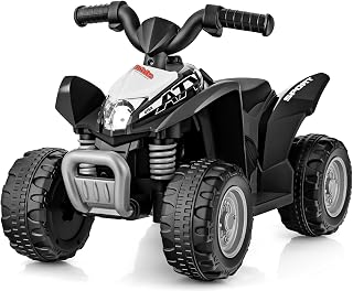 OLAKIDS Kids Ride On ATV, 6V Electric Vehicle for Toddlers, 4 Wheeler Battery Powered Motorized Quad Toy Car for Boys Girls with LED Lights, Horn (Black)