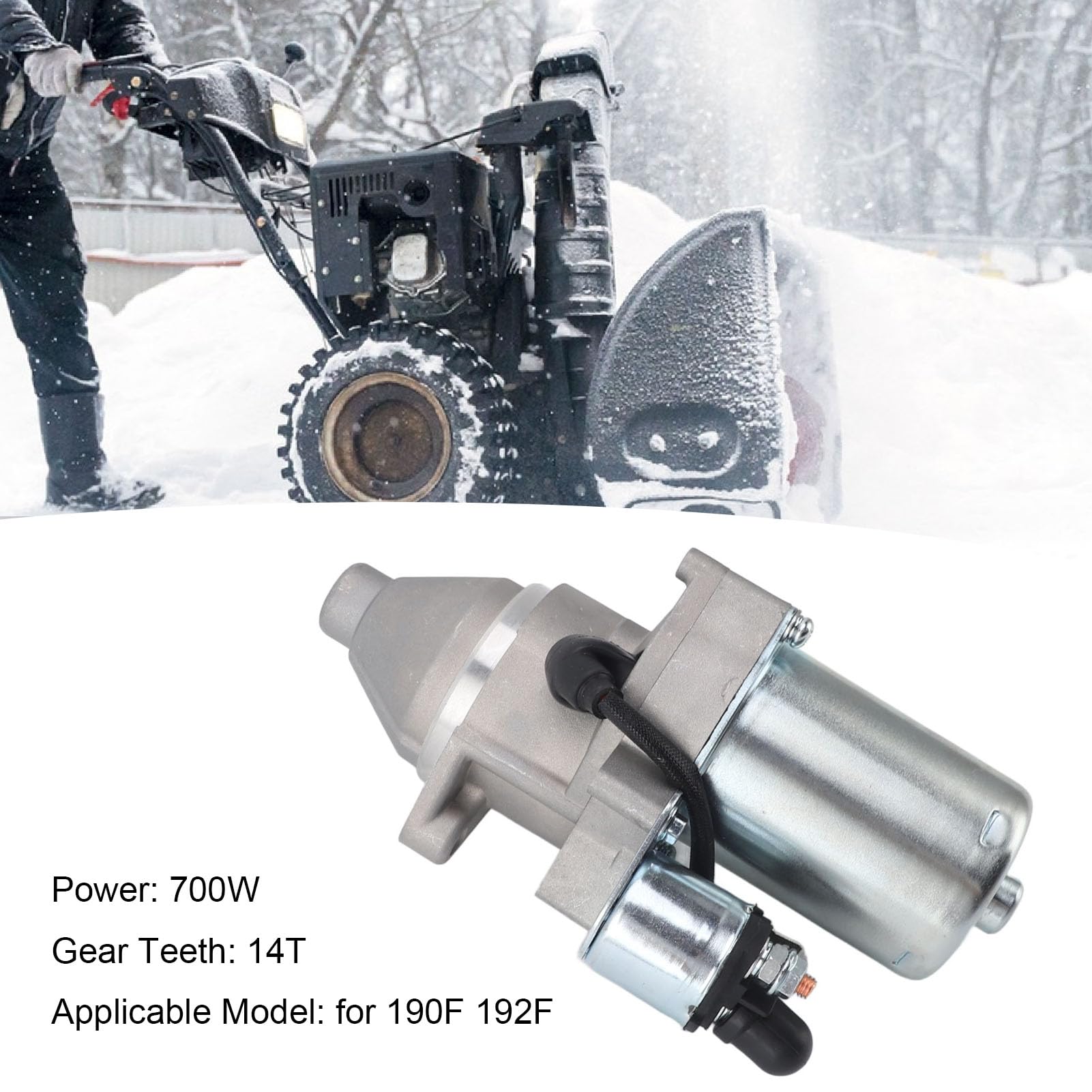 Démarreur électrique 14 Dents pour Remplacement de Moteur à 190F 192F, avec Cuivre, Fer et Aluminium