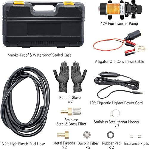Miniatura 2 de Bomba eléctrica de transferencia de combustible de 12 V, bomba de transferencia de gasolina que mueve 90 galones de gas o diesel por hora. Kit ideal
