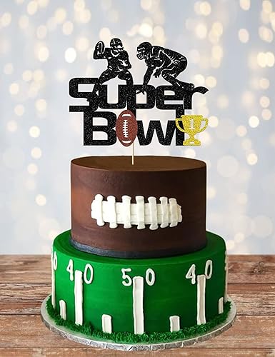 Miniatura 2 de Super Bowl - Decoración para tartas de fútbol para niños y hombres, decoración de fiesta temática de retoque de purpurina