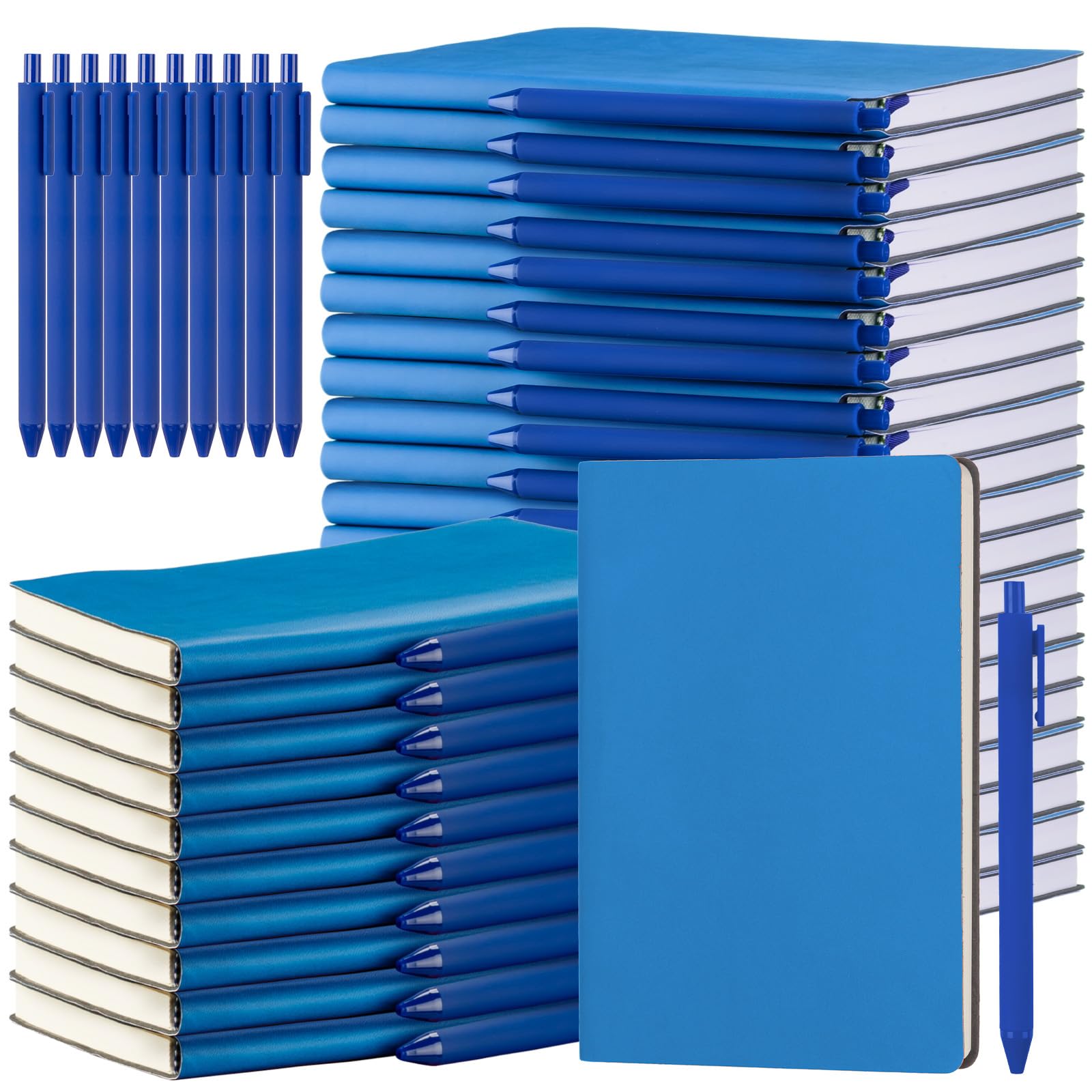 Jetec Paquete de 30 cuadernos a granel con 30 bolígrafos, cuadernos A5 de tapa blanda de cuero con soporte para bolígrafo para regalo, escuela, negocios, trabajo, viajes, escritura, 200 páginas, 5.7 x