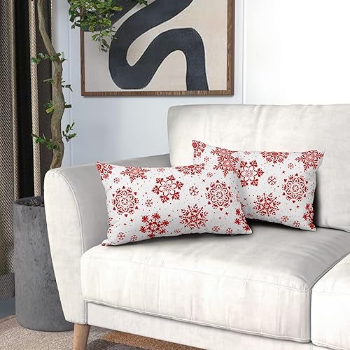 Miniatura 9 de Juego de 2 fundas de almohada verdes de Navidad de 18 x 18 pulgadas, diseño de copos de nieve de Navidad, decoración de vacaciones, fundas de