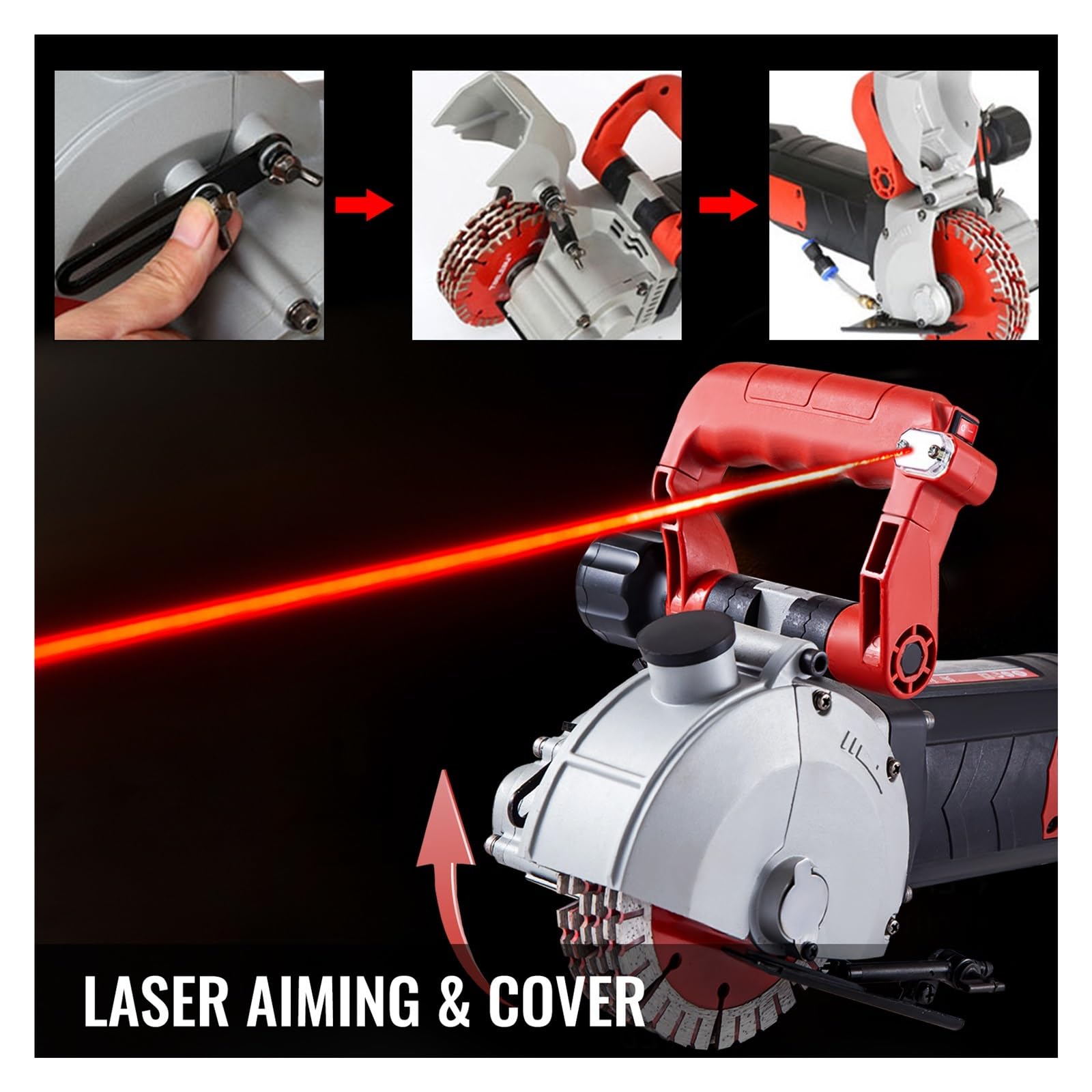 4800W Wall Chaser przecinarka do betonu elektryczna maszyna do rowkowania rowków laserowych 125mm piła tarczowa elektronarzędzia