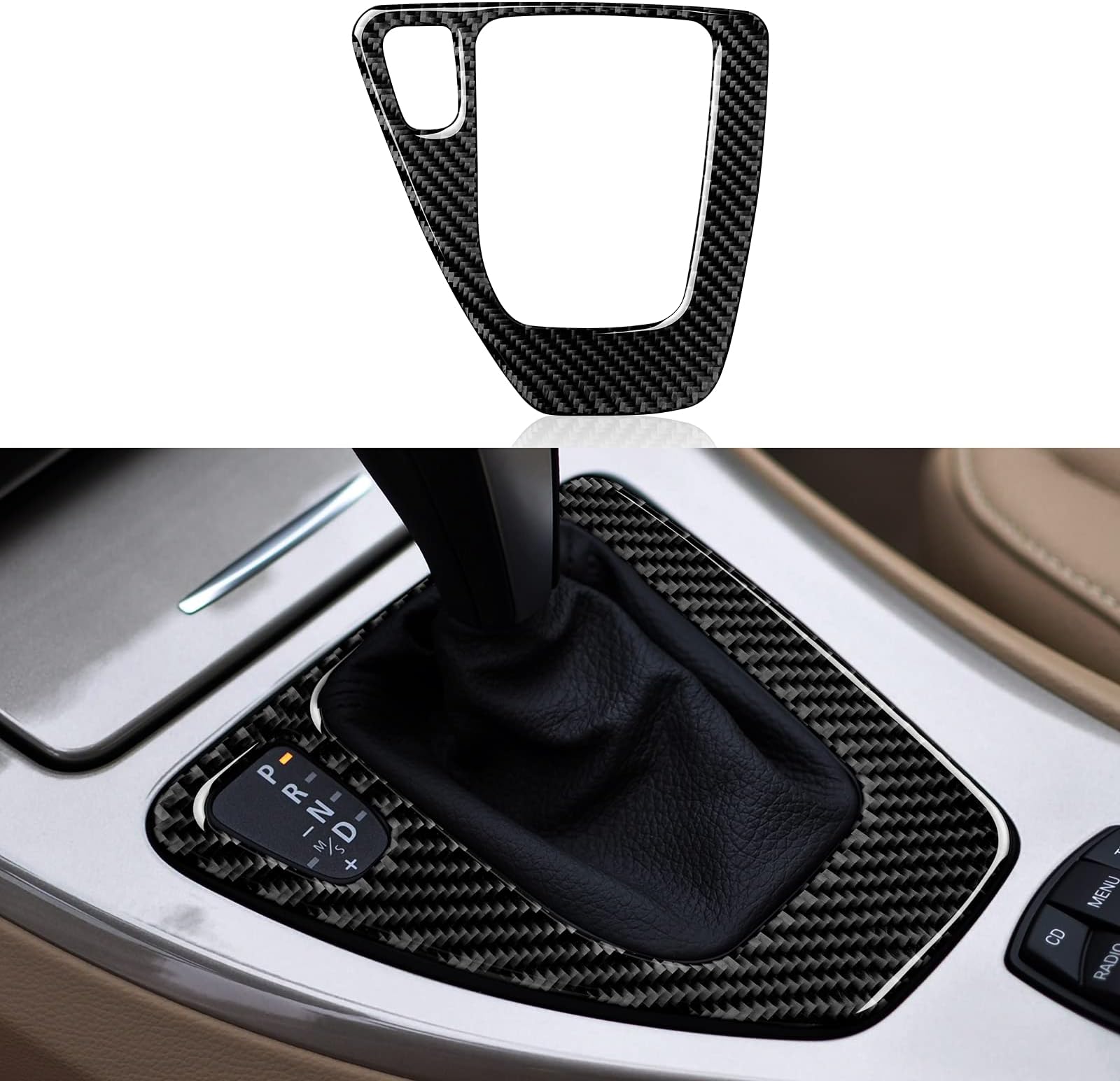 HENGYUESHANG Car Gear Shift Panel Sticker Decal Carbon Fiber Trim Cover fits for BMW E90 E92 E93 2006 2007 2008 2009 2010 2011 Interior Accessories (Classic)