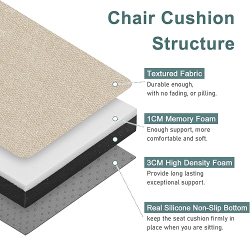 Miniatura 8 de baibu Cojín rectangular para taburete de banco antideslizante, cojín para taburete de bar con funda lavable a máquina, solo 1 almohadilla (azul, 18