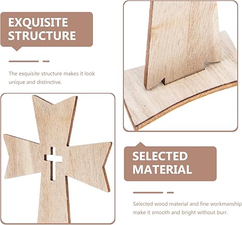 Miniatura 6 de ABOOFAN 20 piezas de cruces de madera para manualidades, cruces de madera católicas, letreros de mesa para bautismo de primera comunión, centros de
