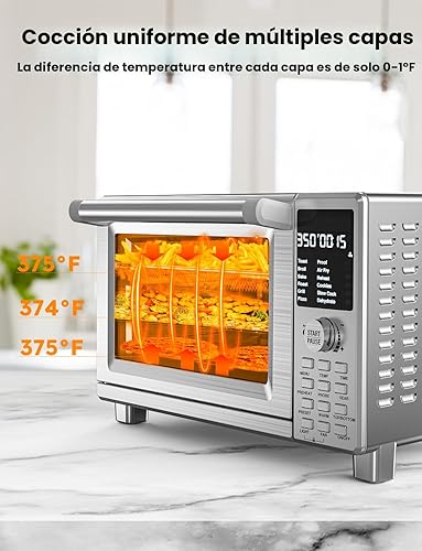 Miniatura 6 de Nuwave Bravo Pro Smart Tostador Horno encimera, combo de freidora de aire real con convección 100% mejorada, 35% más crujiente, 112 preajustes,