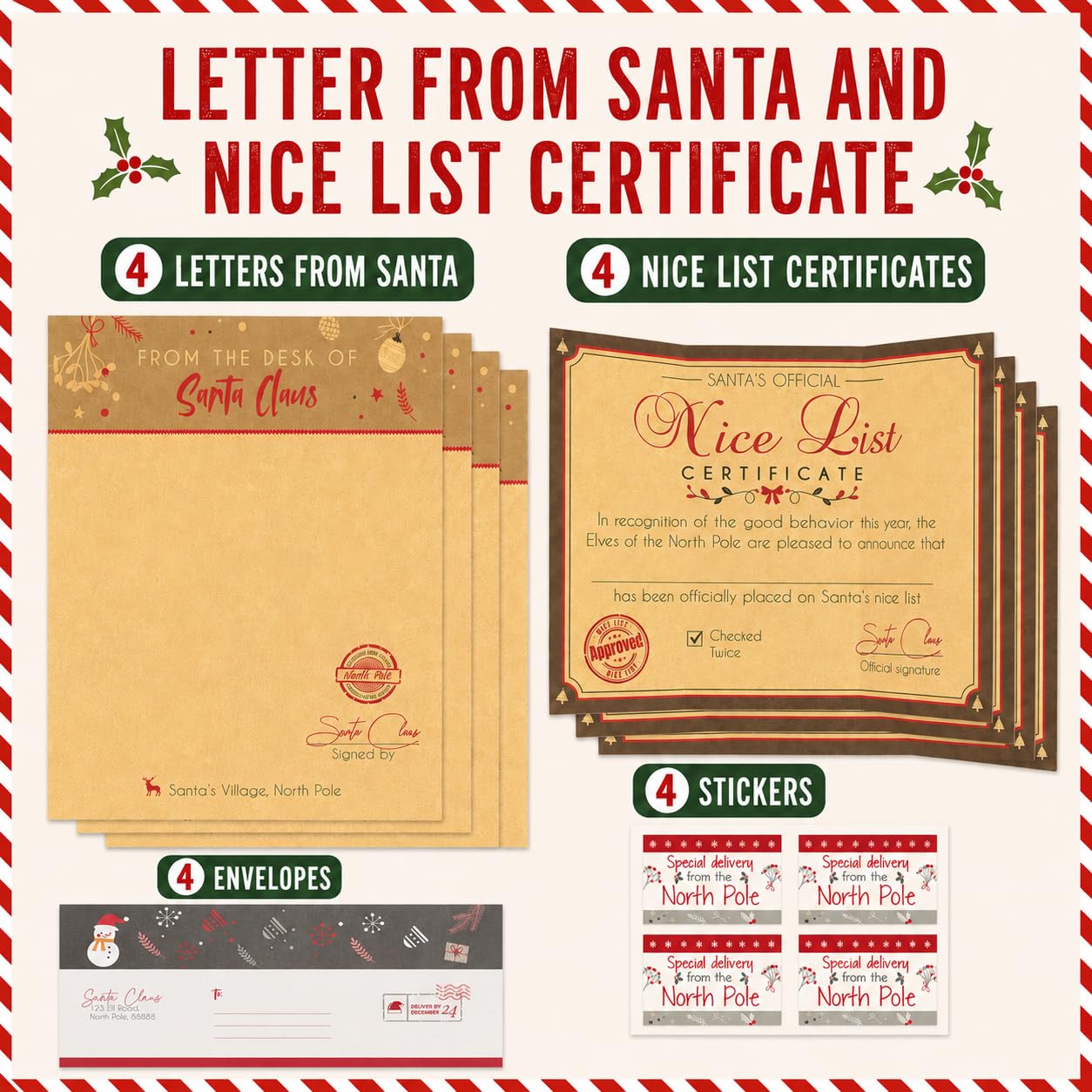 Amazon.com: Paper 'n Such Santa Letter Kit – 4 Complete North Pole