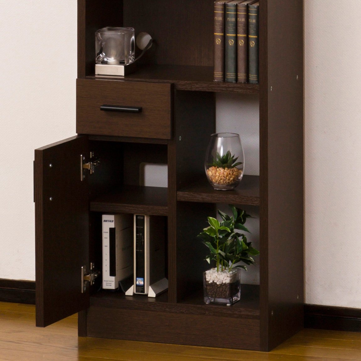 Amazon.co.jp: クロシオ ルーター収納40 ブラウン 完成品 幅40cm