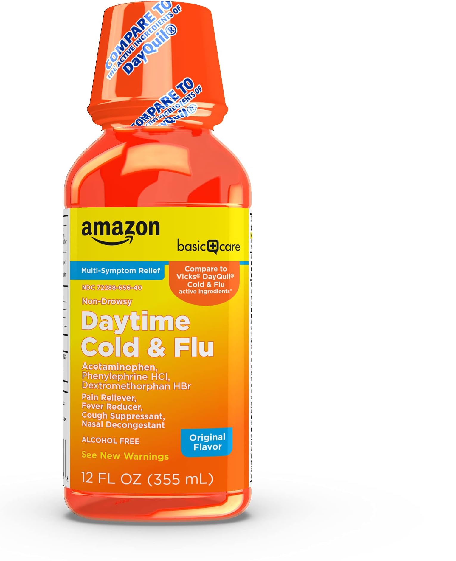 Amazon Basic Care Daytime Cold & Flu Liquid, Orange, 12 Fl Oz