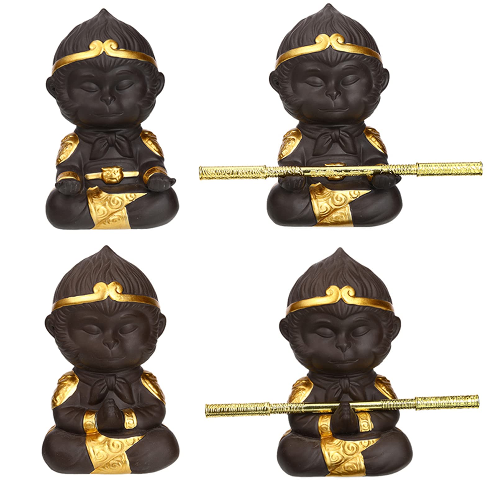 Figurine Singe Roi En Argile Violette – Ensemble De Thé Chinois Kung Fu Décoration Élégante