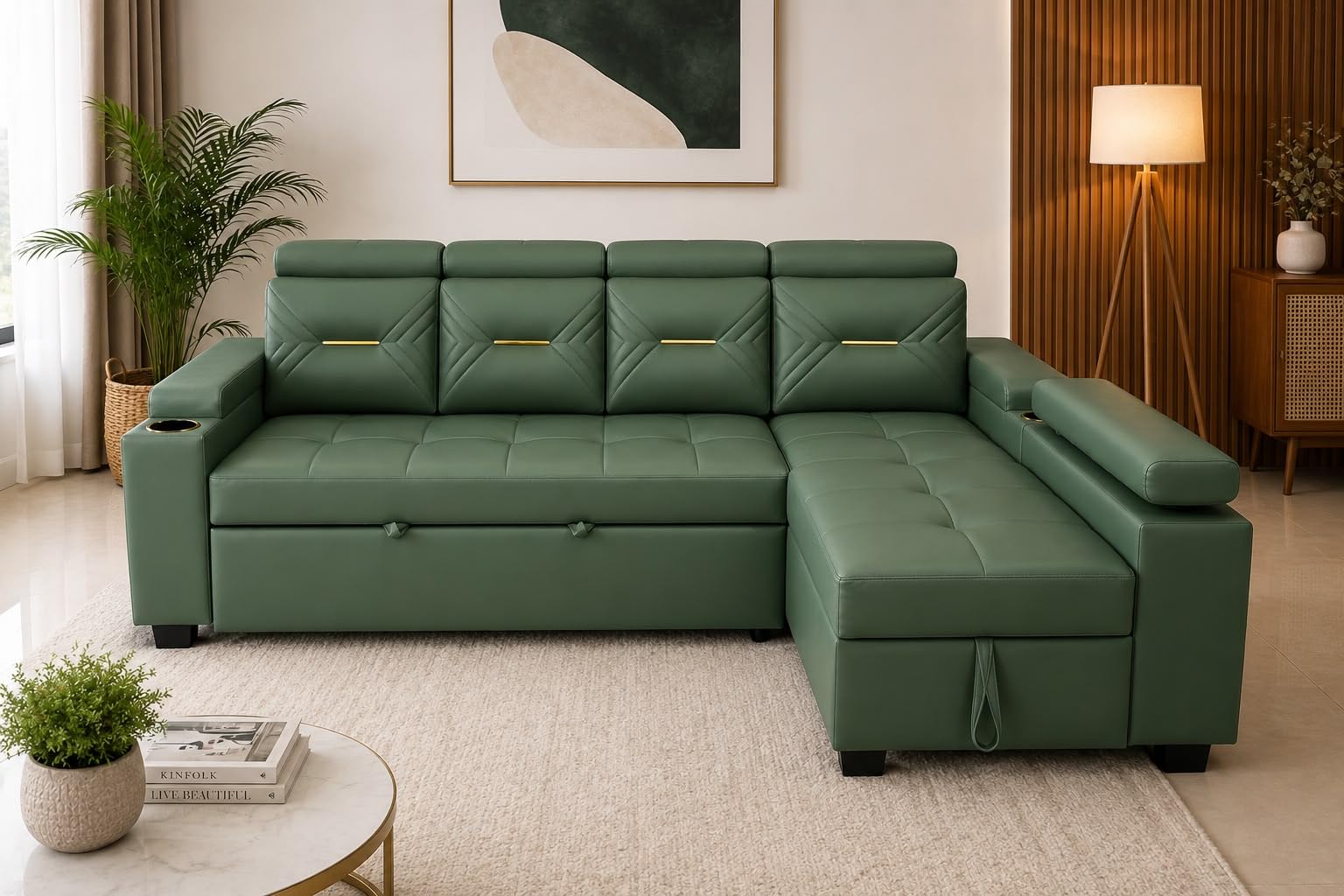 L Shape Sofa Cum Bed | Storage-image-27