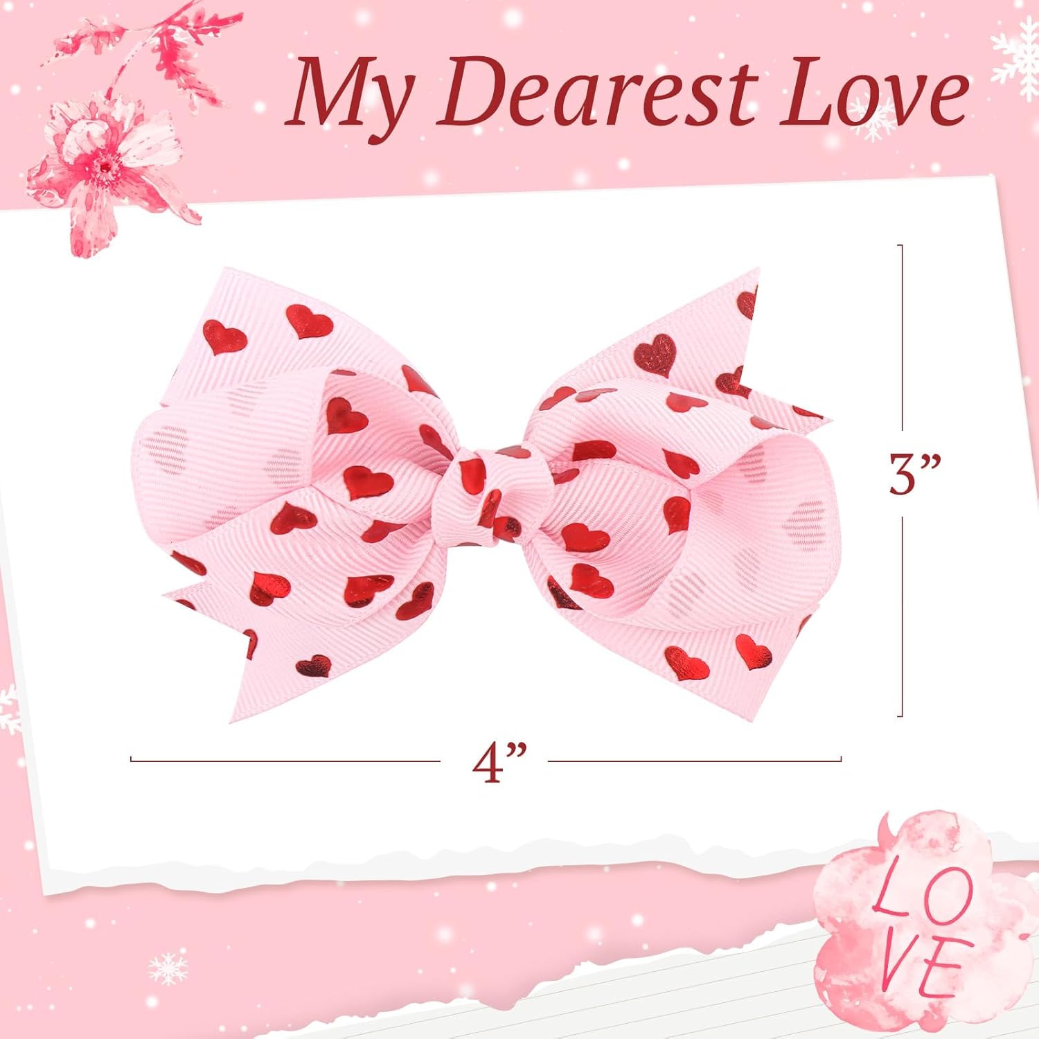 Valentines Day Hair Accessories Heart Hair Clips Valentines Bows for Girls Pink Bowknot Barrettes Heart Print Boutique Alligator for Toddlers - Image 4