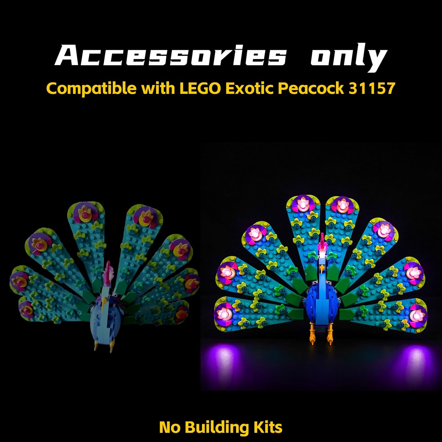 BrickBling LED Light Compatible with Lego Creator Exotic Peacock, Creative Lighting Kit Compatible with Lego 31157-No Model Included