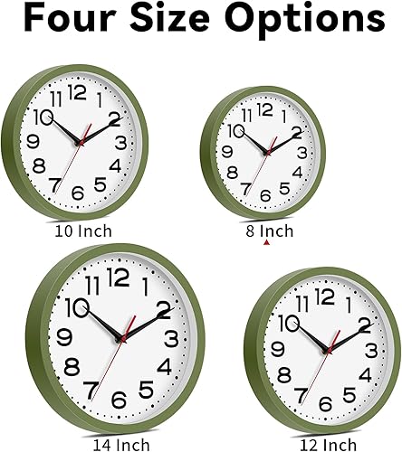 Miniatura 3 de Reloj de pared silencioso sin tictac, funciona con pilas, 8 pulgadas, pequeño, clásico, analógico, decorativo, para cocina, baño, oficina,