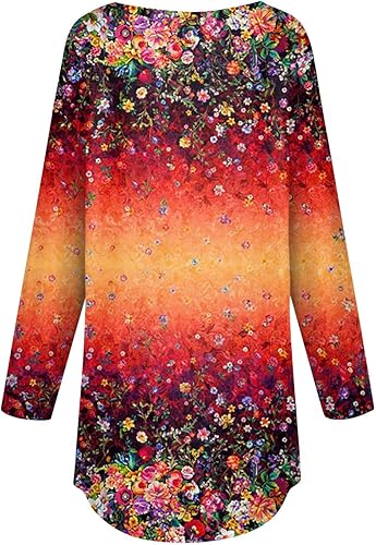 Miniatura 2 de Camisas de manga larga para mujer 2023 para leggings, sudaderas casuales, plisados, camisas con estampado de bloques de color para el trabajo