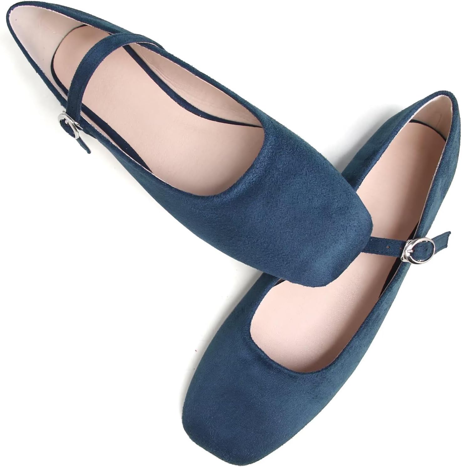 TN TANGNEST Women's Leather Flats Comfortable Square Toe Dress Flats Retro Soft Mary Jane Flats